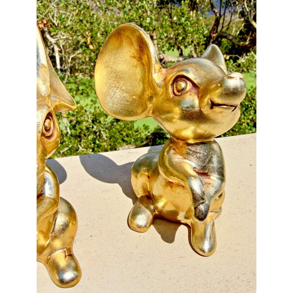 Anthony Freeman McFarlin Gold Leaf Mice Figurines MCM Japan Pair Vintage